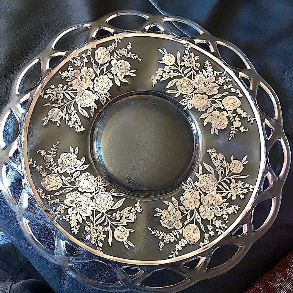Vintage Sterling Silver Overlay Serving Platter